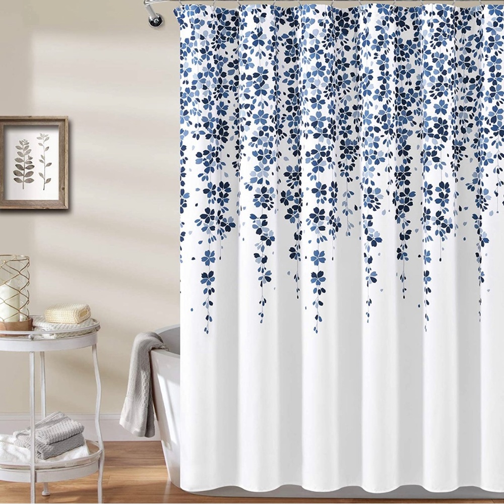 Lush Decor Weeping Flower Shower Curtain-Fabric Floral Vine Print , 72" x 72